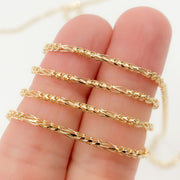 14K Solid Gold Round Figaro Link Chain